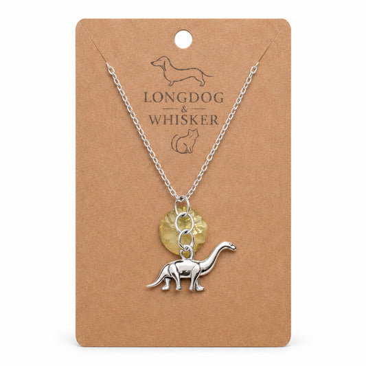 Silver Brontosaurus Dinosaur Necklace by Longdog & Whisker