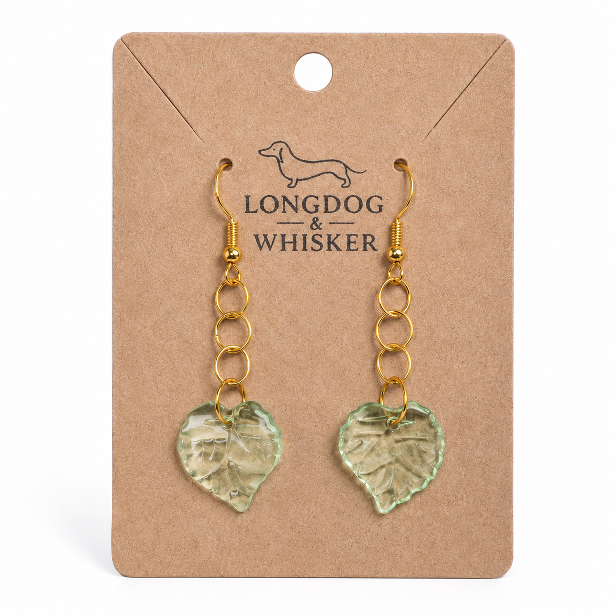 Leaf Earrings - Gold Hooks by Longdog & Whisker