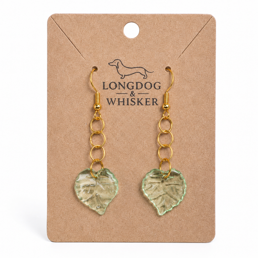 Leaf Earrings - Gold Hooks by Longdog & Whisker