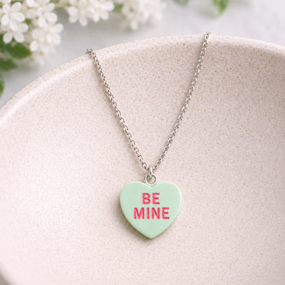 Be Mine Necklace - Light Green displayed in a lifestyle product photo