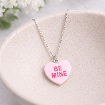 Be Mine Necklace - Light Pink displayed in a lifestyle product photo