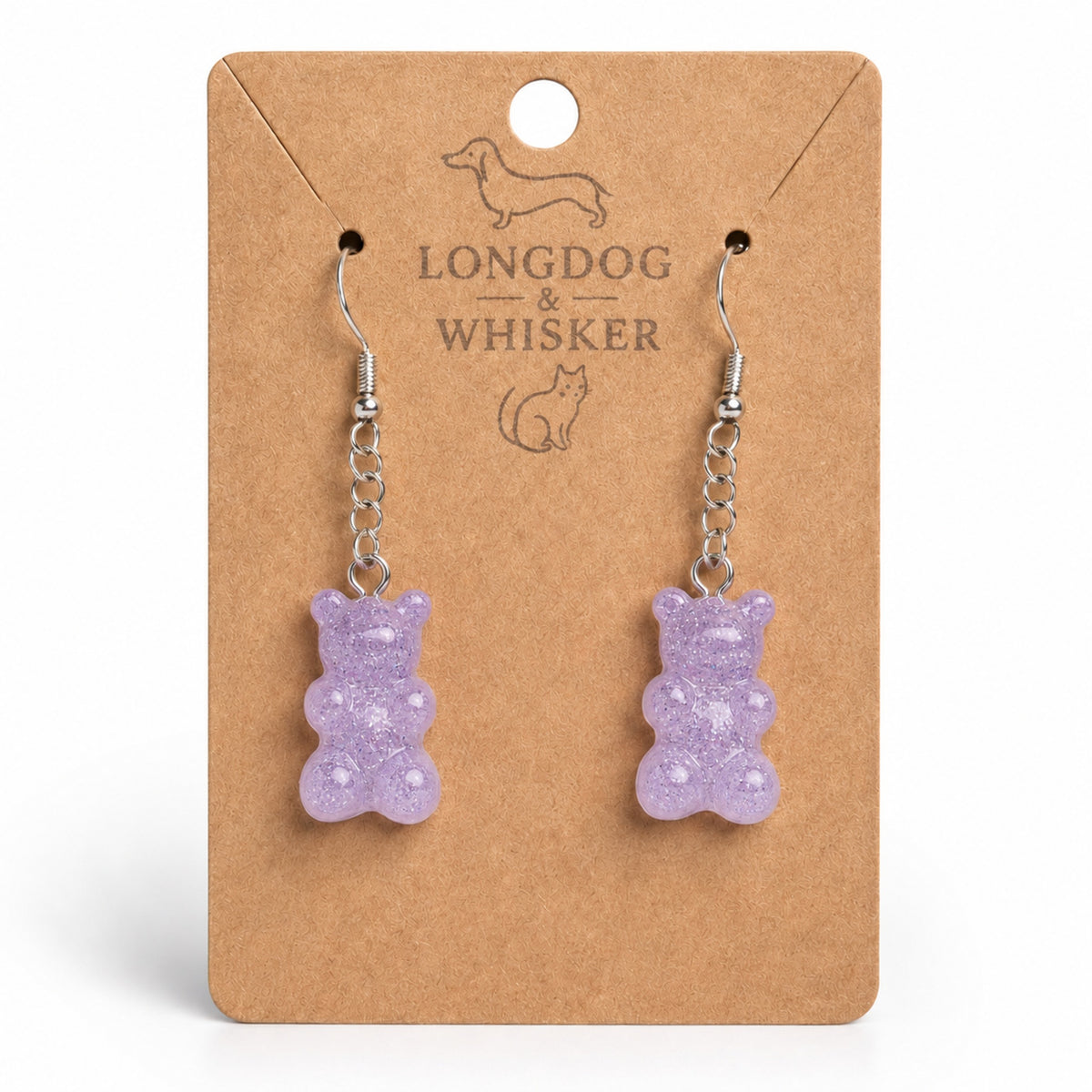 Gummy Bear Earrings - Lilac Glitter by Longdog & Whisker
