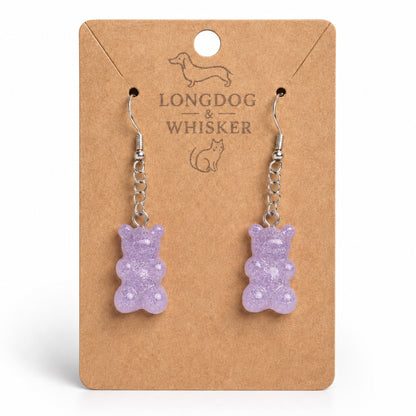 Gummy Bear Earrings - Lilac Glitter by Longdog & Whisker