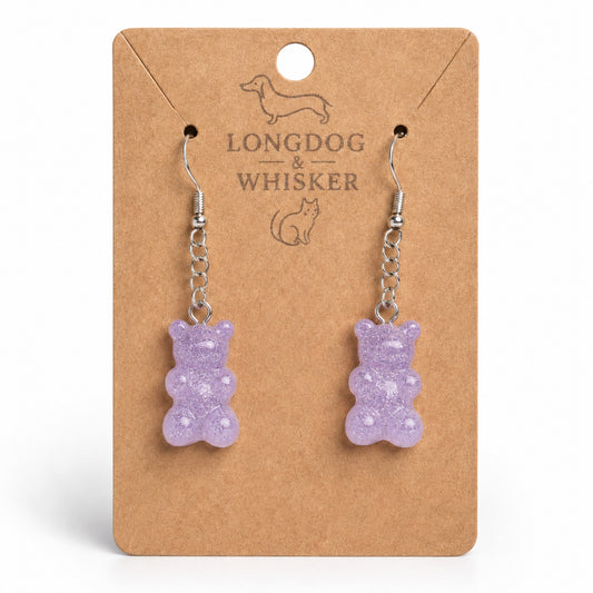 Gummy Bear Earrings - Lilac Glitter by Longdog & Whisker