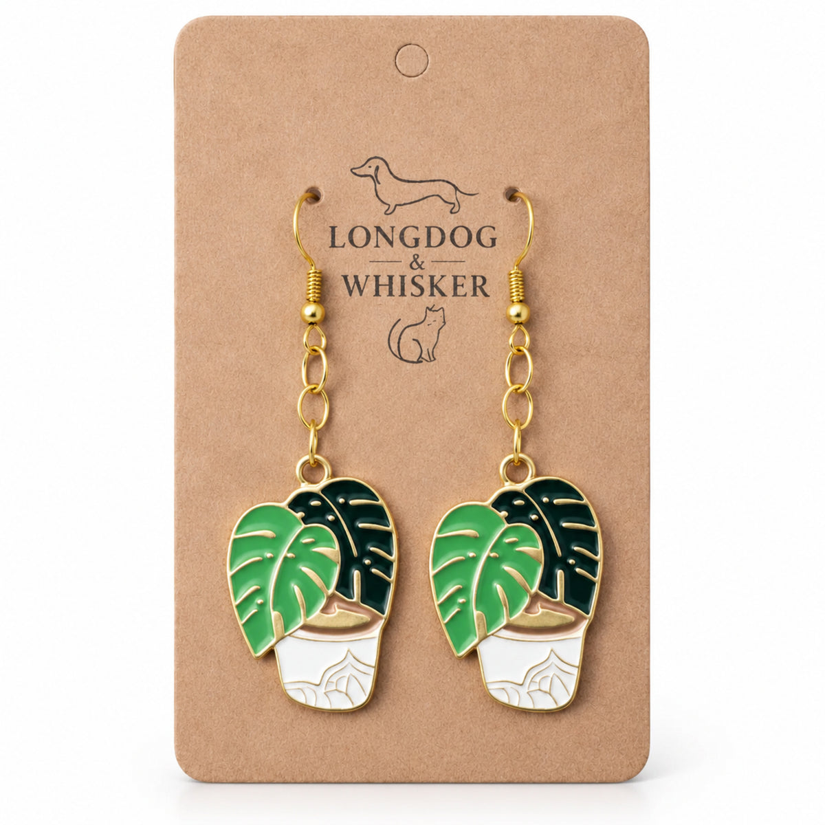 Monstera Earrings by Longdog & Whisker