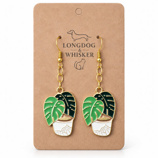Monstera Earrings by Longdog & Whisker