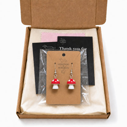 Mushroom Earrings - Silver Hooks packaging image