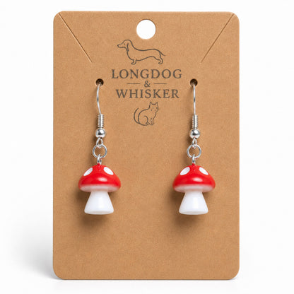 Mushroom Earrings - Silver Hooks product card image