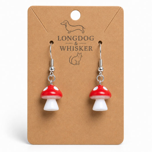 Mushroom Earrings - Silver Hooks product card image
