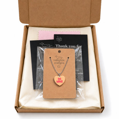 Be Mine Necklace - Orange with Longdog & Whisker packaging