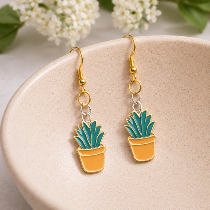 Orange Succulent Earrings displayed in a lifestyle product photo