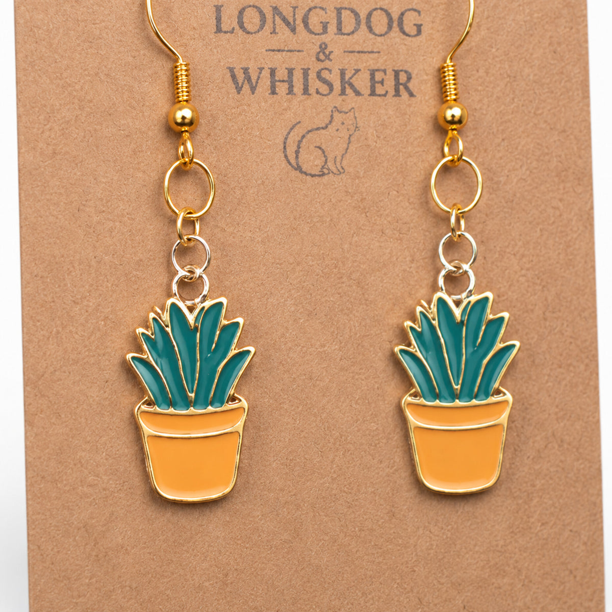 Close-up detail of Orange Succulent Earrings
