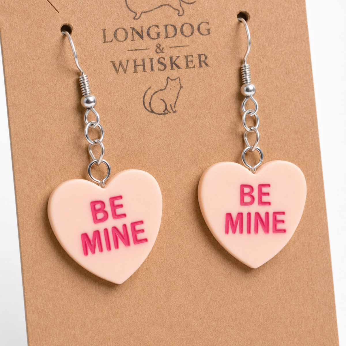 Close-up detail of Be Mine Heart Earrings - Peach
