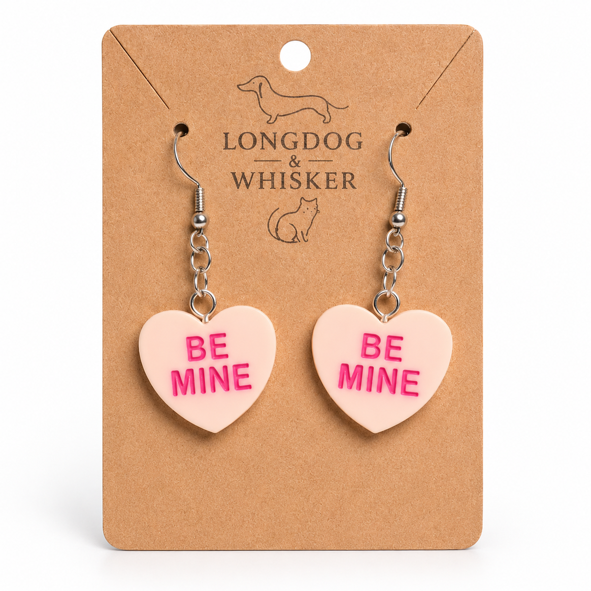 Be Mine Heart Earrings - Peach by Longdog & Whisker