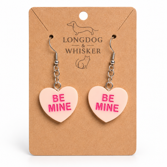 Be Mine Heart Earrings - Peach by Longdog & Whisker