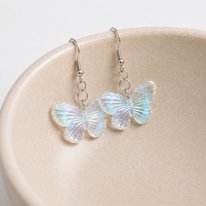 Aurora Butterfly Earrings - Clear Pearl
