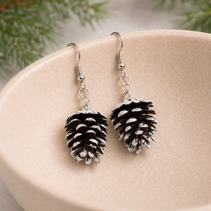 Pinecone Earrings displayed in a lifestyle product photo