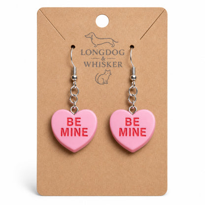 Be Mine Heart Earrings - Pink by Longdog & Whisker