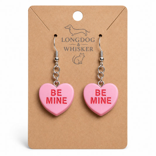 Be Mine Heart Earrings - Pink by Longdog & Whisker