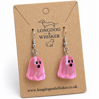 Close-up of the Pink Ghost Earrings