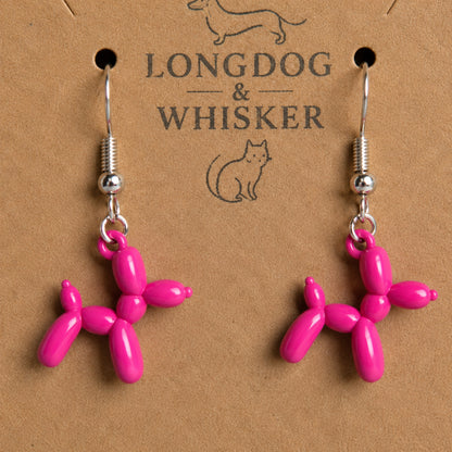 Close up detail of Pink Balloon Dog Earrings