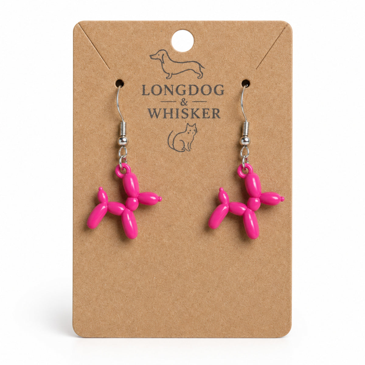 Pink Balloon Dog Earrings on Longdog & Whisker product card