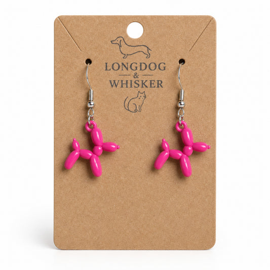 Pink Balloon Dog Earrings on Longdog & Whisker product card