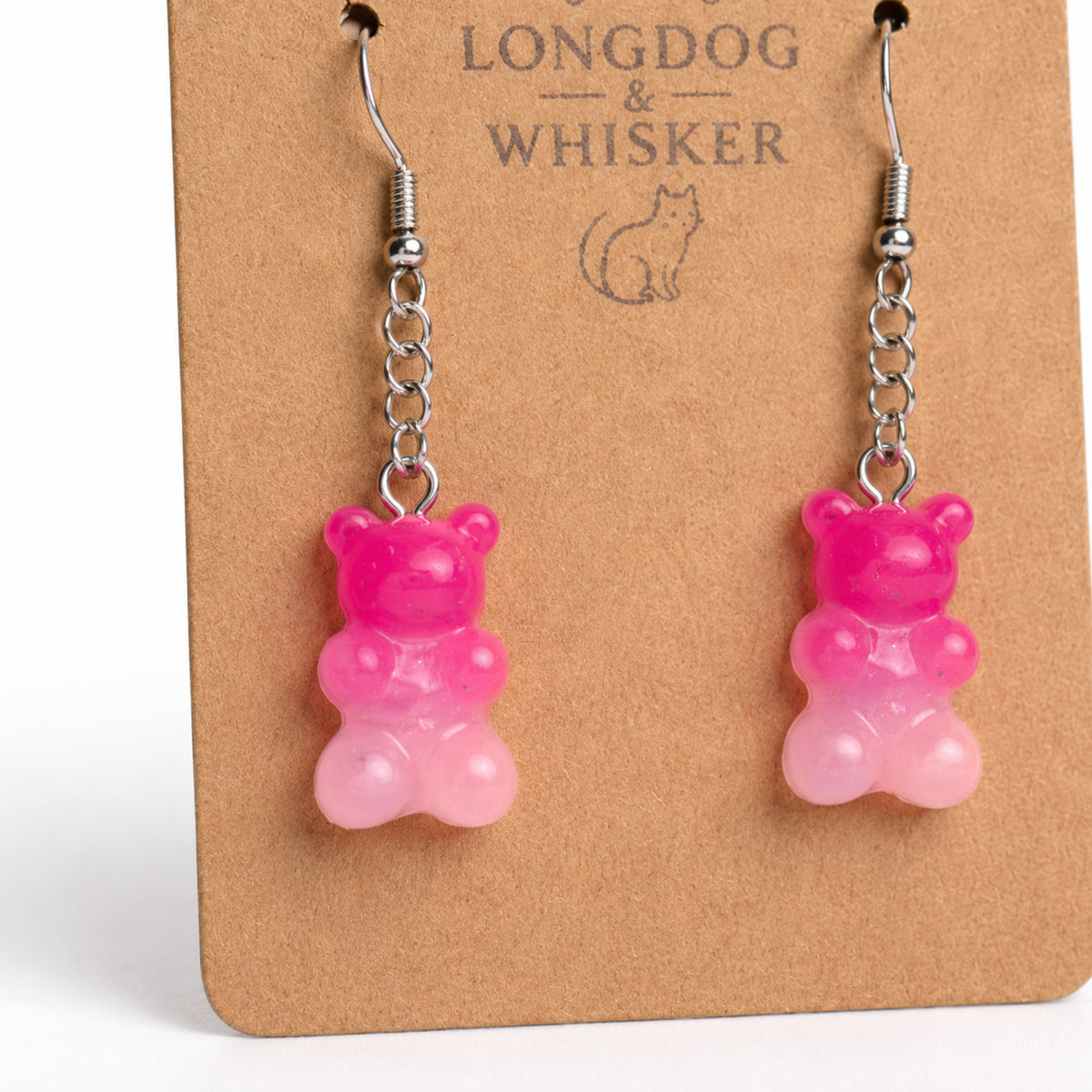 Close-up detail of Gummy Bear Earrings - Dark Pink/Light Pink