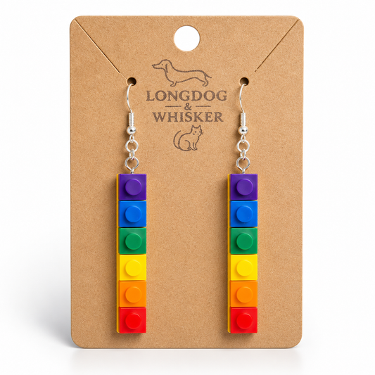 Pride Brick Earrings - Purple to Red (Silver Hook)