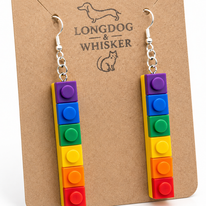 Pride Brick Earrings - Purple to Red (Silver Hook)