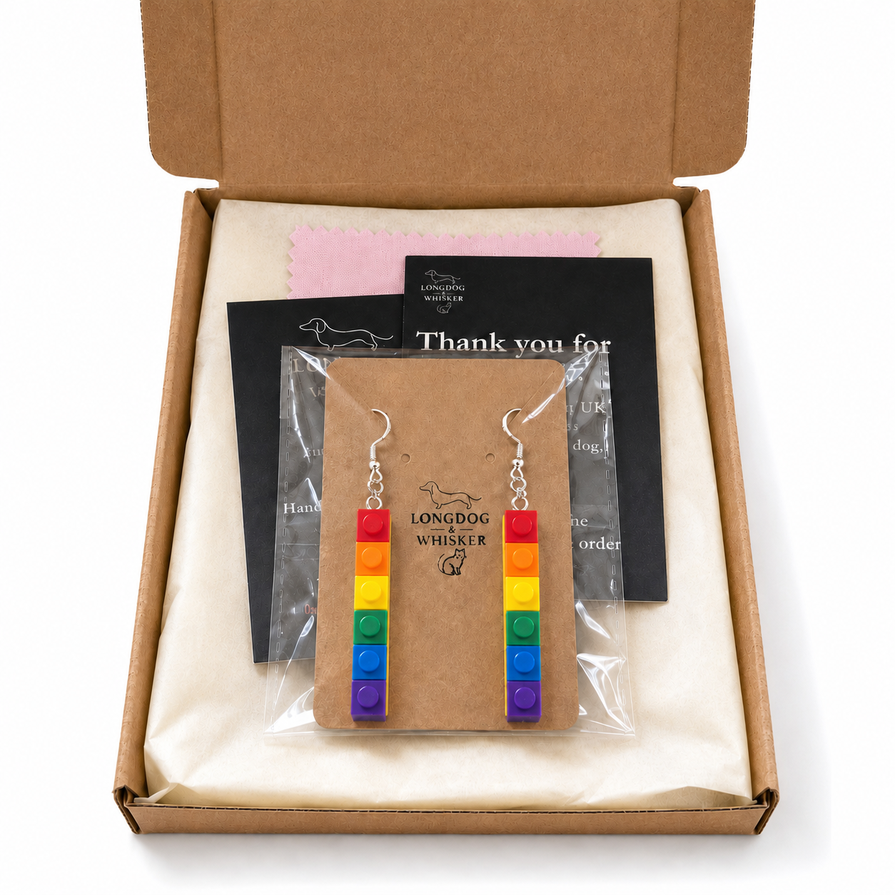 Pride Brick Earrings - Red to Purple (Silver Hook)