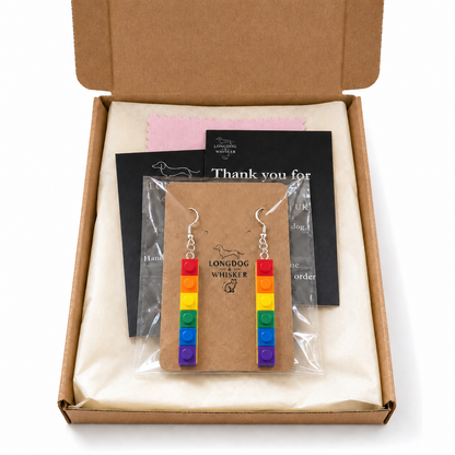 Pride Brick Earrings - Red to Purple (Silver Hook)