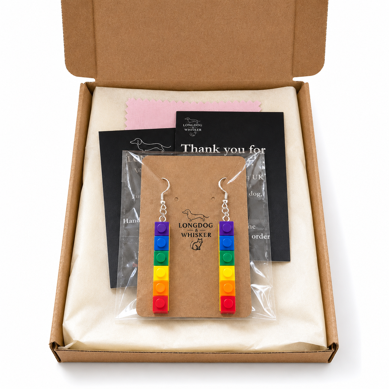 Pride Brick Earrings - Purple to Red (Silver Hook)