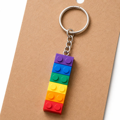 Close-up detail of Pride Brick Keyring - Purple to Red