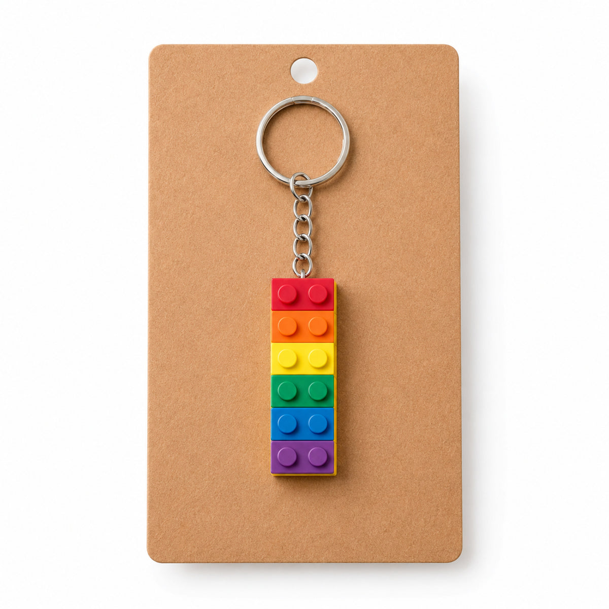Pride Brick Keyring - Red to Purple with Longdog & Whisker packaging
