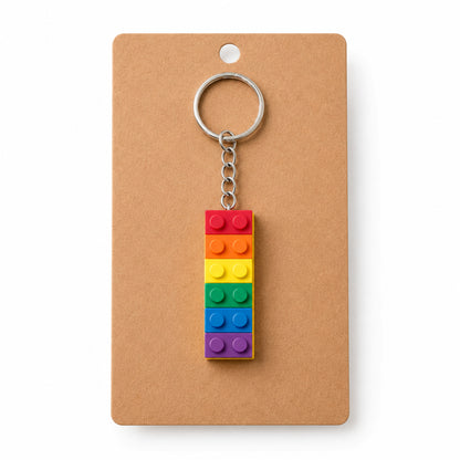 Pride Brick Keyring - Red to Purple with Longdog & Whisker packaging
