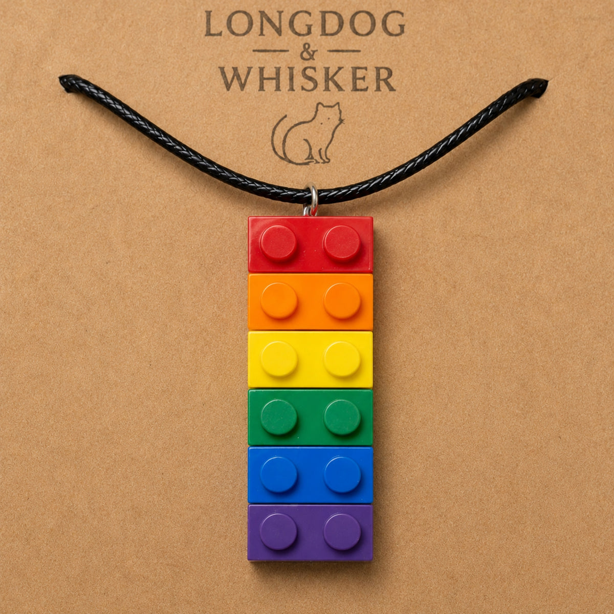 Close-up detail of Pride Brick Necklace - Red to Purple
