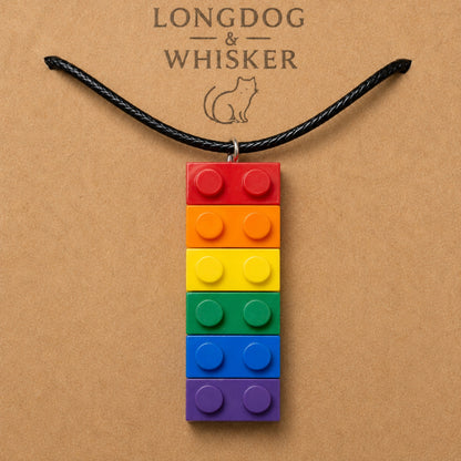 Close-up detail of Pride Brick Necklace - Red to Purple