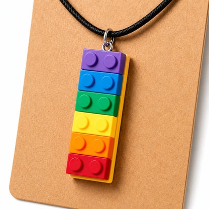 Close-up detail of Pride Brick Necklace - Purple to Red