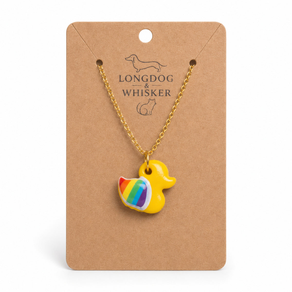 Pride Ducky Necklace Gold Chain by Longdog & Whisker