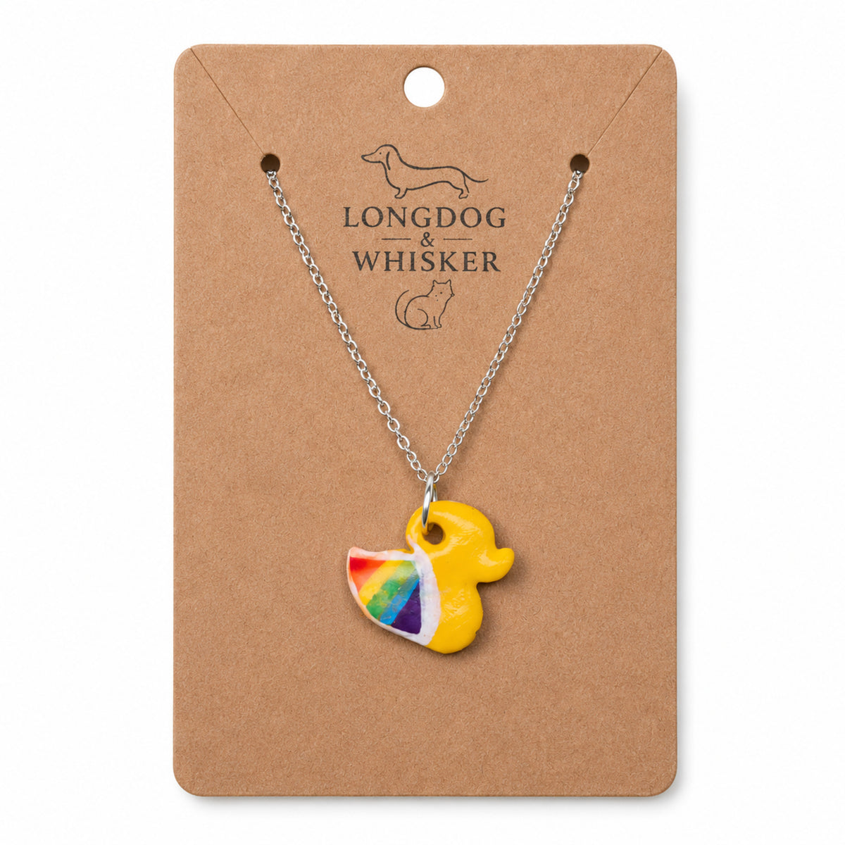 Pride Ducky Necklace Silver Chain by Longdog & Whisker