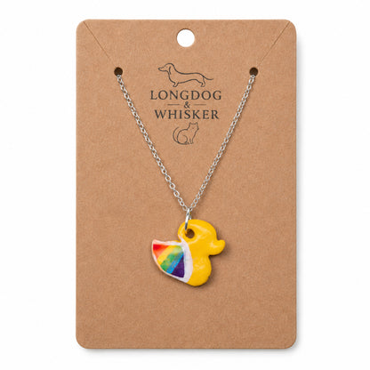 Pride Ducky Necklace Silver Chain by Longdog & Whisker