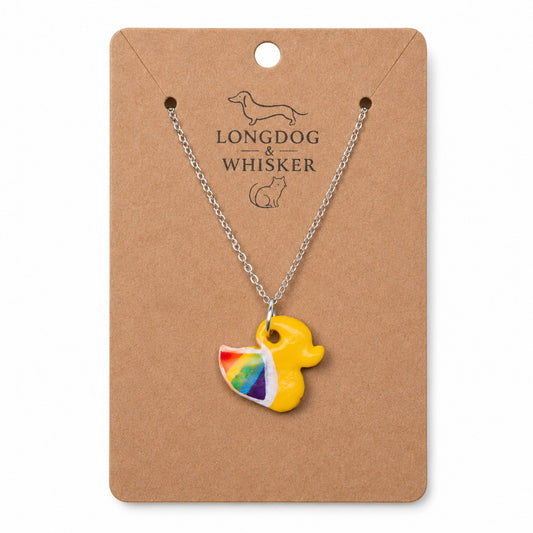 Pride Ducky Necklace Silver Chain by Longdog & Whisker