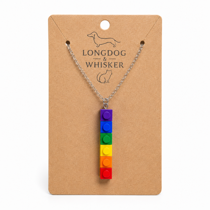 Pride Single Brick Necklace Purple to Red Silver Chain by Longdog & Whisker