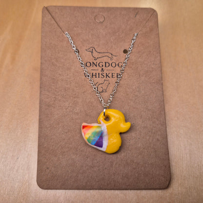 Pride Ducky Necklace Silver Chain