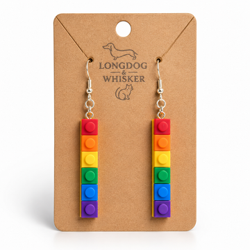 Pride Brick Earrings - Red to Purple (Silver Hook)