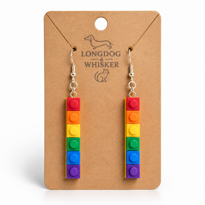 Pride Brick Earrings - Red to Purple (Silver Hook)