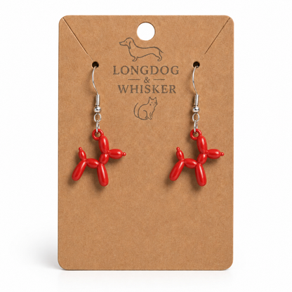 Red Balloon Dog Earrings on Longdog & Whisker product card