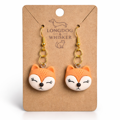 Fox Face Earrings - Gold Hook