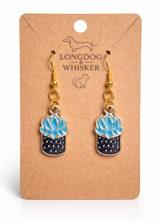 Succulent Blue Earrings